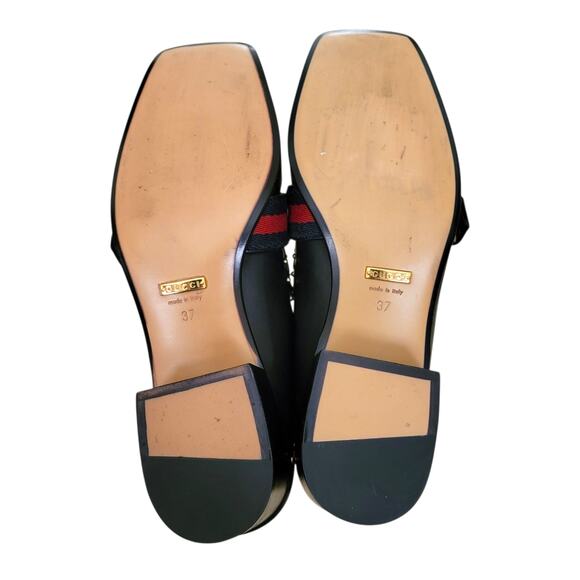 Gucci Peyton Studded Loafers 423560 Black Leather GG Web IT 37 US 7 - Picture 3 of 12